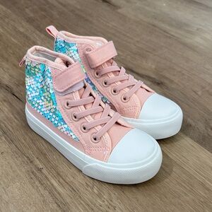 NEW Toddler Girls PatPat Sequined High Top Canvas Sneakers
